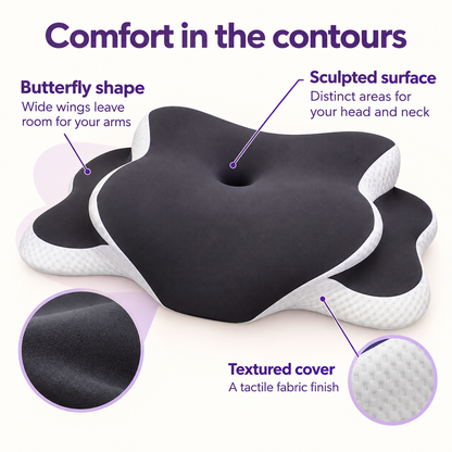 Butterfly Pillow – Ergonomic Cervical Memory Foam Pillow for Side & Back Sleepers