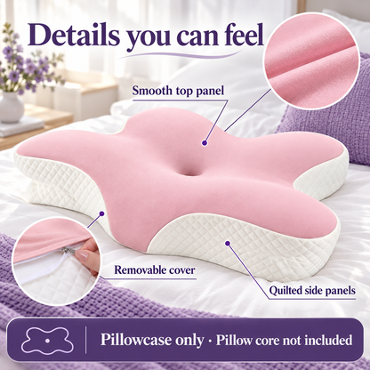 Butterfly PINK PILLOWCASE) – Replacement Cover for Contour Memory Foam Pillow (Case Only)