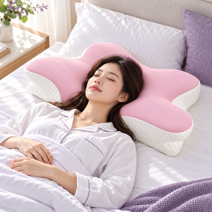 Butterfly PINK PILLOWCASE) – Replacement Cover for Contour Memory Foam Pillow (Case Only)