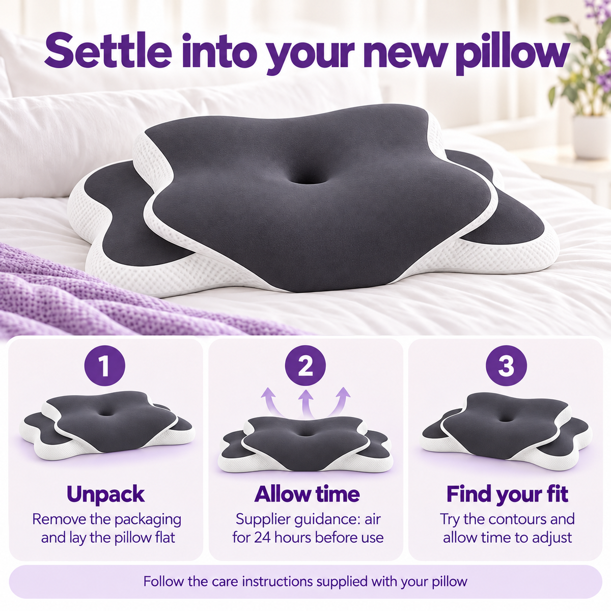 Butterfly Pillow – Ergonomic Cervical Memory Foam Pillow for Side & Back Sleepers