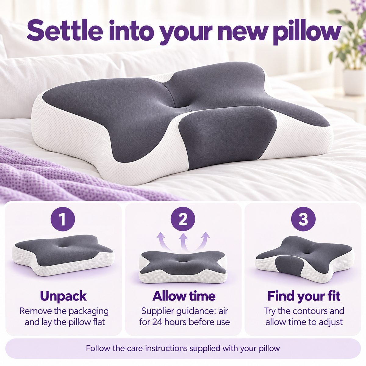 Butterfly Pillow – Ergonomic Cervical Memory Foam Pillow for Side & Back Sleepers