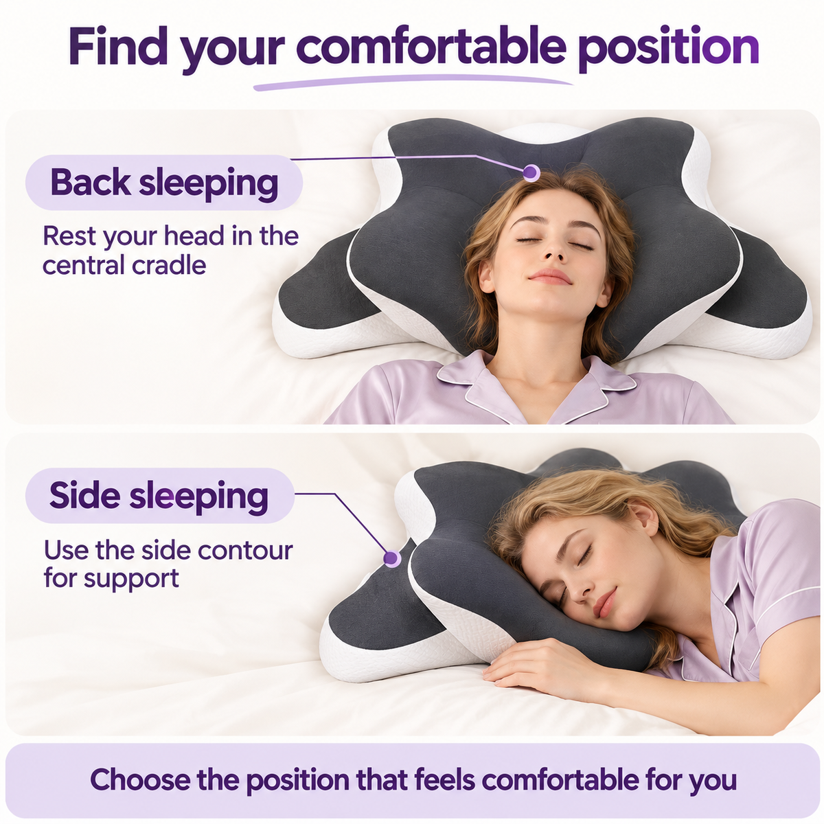 Butterfly Pillow – Ergonomic Cervical Memory Foam Pillow for Side & Back Sleepers